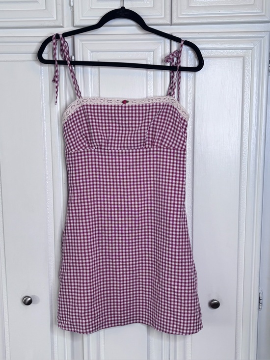 Princess Polly Dresses & Skirts - Princess Polly Pink Gingham Mini Dress with Cream Trim
